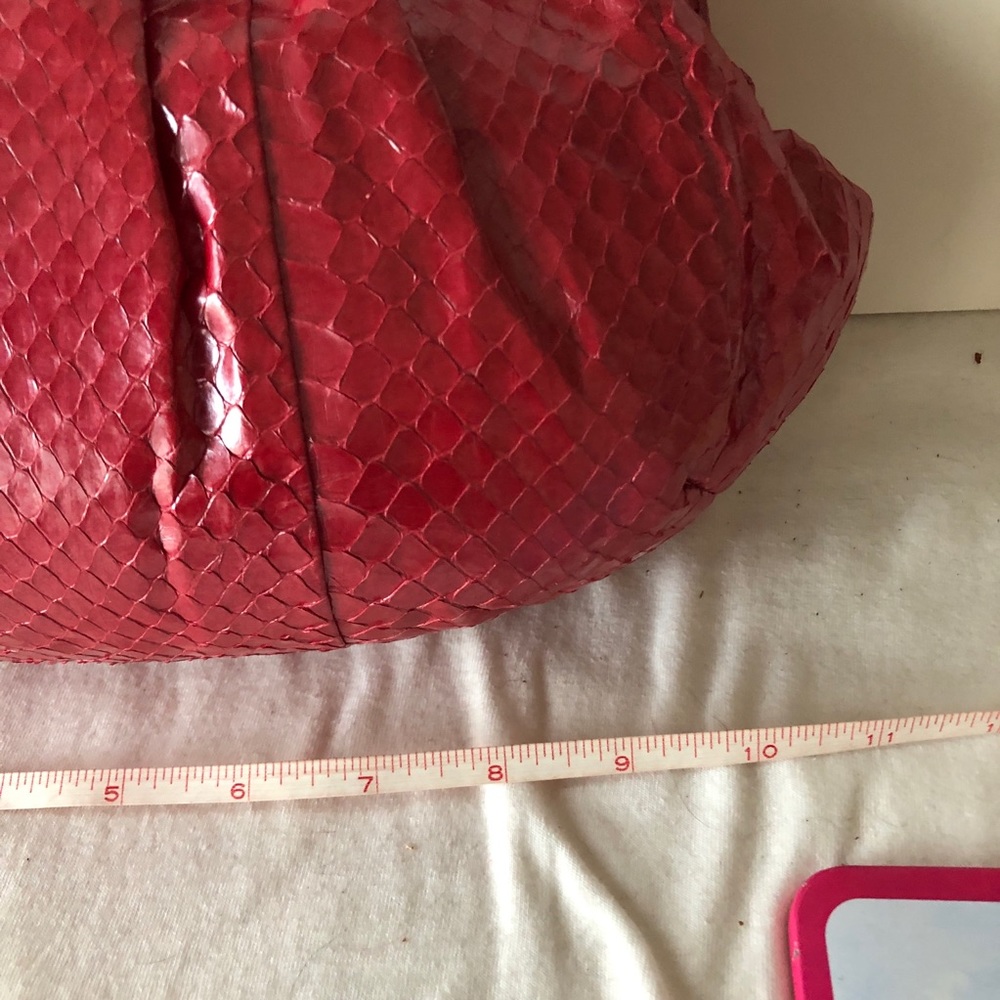 Red Women's Python-Texture Cosmetic Pouch - Picture 8 of 8